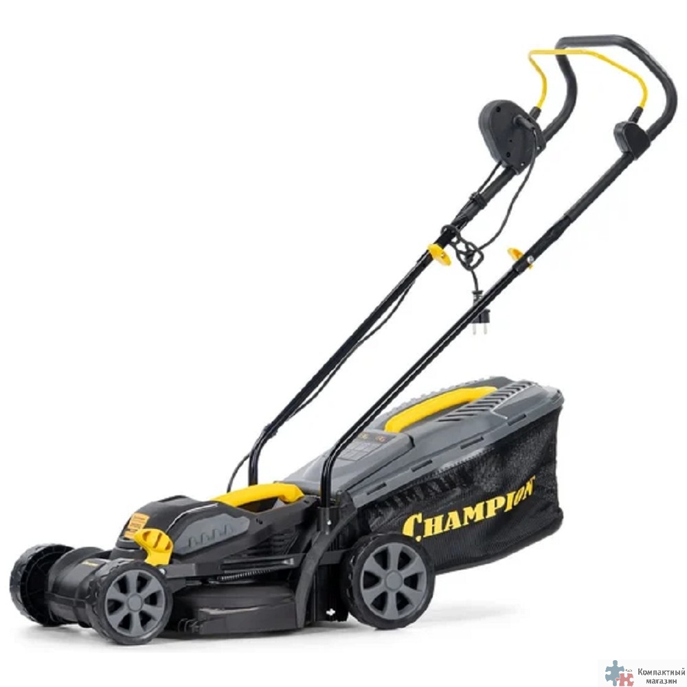 CHAMPION Газонокосилка эл. EM3312 { 1,2 кВт травосб. 30л ширина 330мм 25-65мм, 8,5кг }