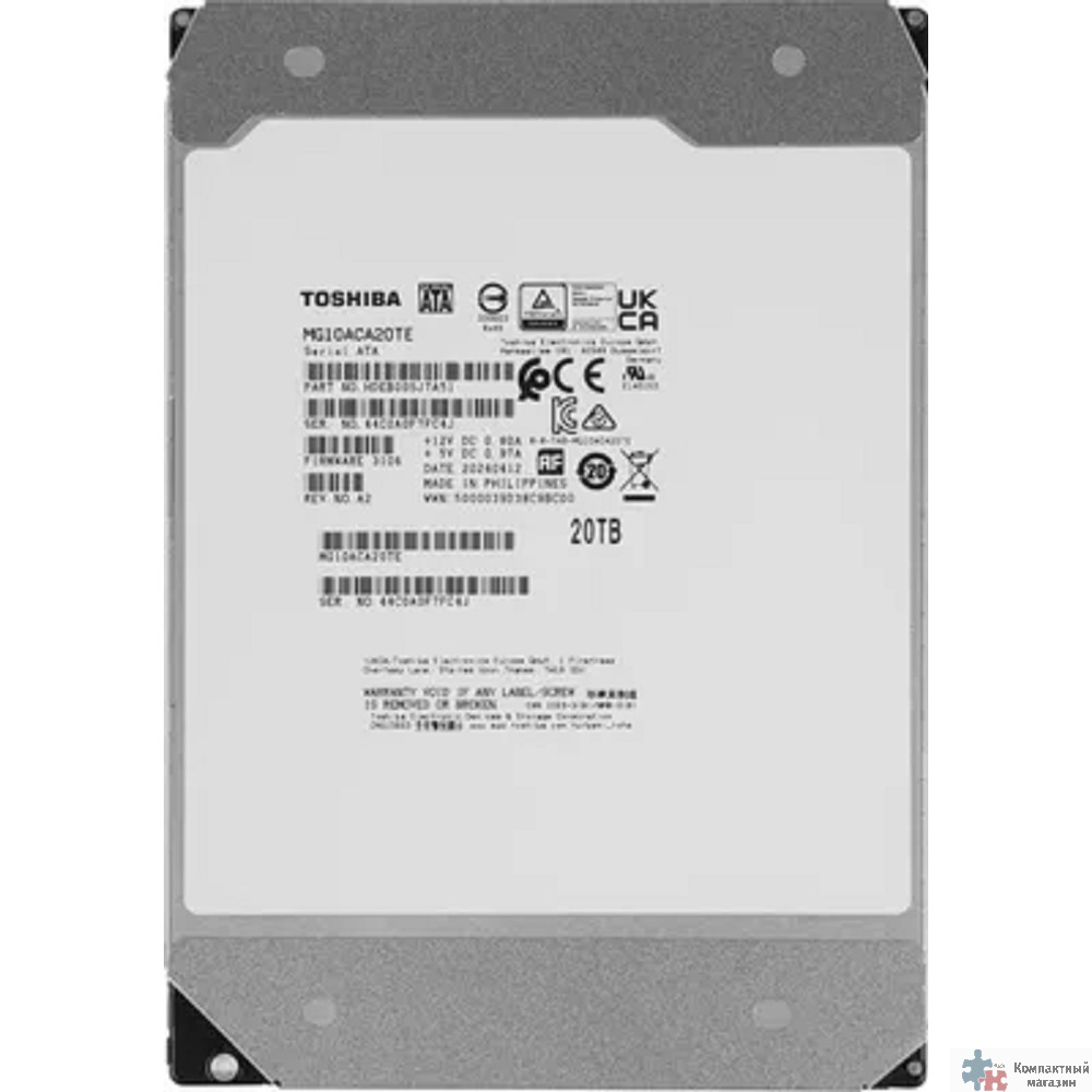 20TB Toshiba Server (MG10ACA20TE) SATA, 7200 rpm, 512Mb buffer, 3.5"}