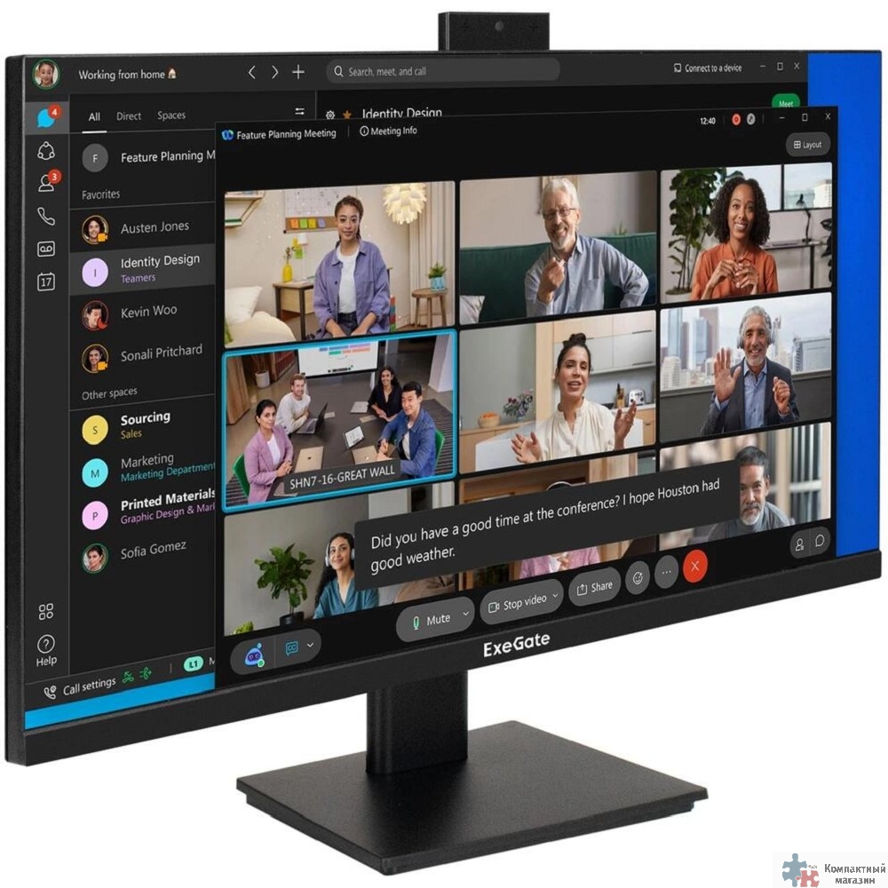 LCD ExeGate 27" EA2707A {IPS 2560x1440 165Hz 1ms 16:9 250cd 1000:1 178/178 2xHDMI2.0 DisplayPort USB WebCam} [EX300309RUS]