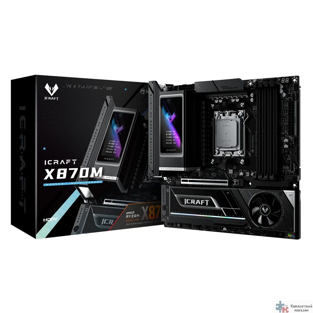 MS-iCraft X870M (Socket AM5, mATX, 4*DDR5(192Gb), DP/HDMI, 2*SATA3, 3*M.2, 1*PCIEx16, 2* Type-C, 2*USB 2.0, 6*USB 3.2, LAN 1*5G, SPDIF, WiFi7,  RTL)