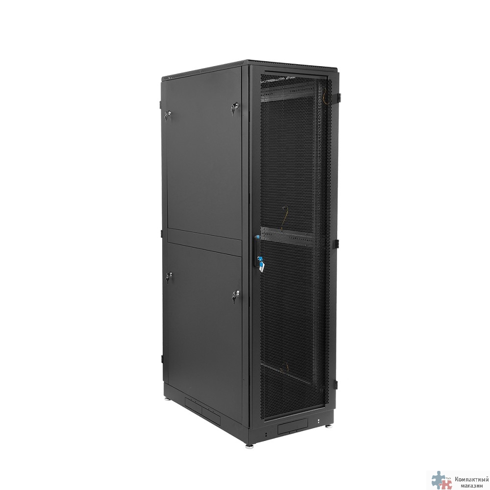 ЦМО Шкаф серверный напольный 42U (800 х 1000) двойные перфорированные двери 2 шт., цвет черный ШТК-М-42.8.10-88АА-9005