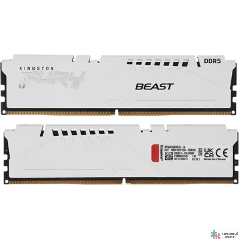 Kingston DDR5 DIMM 32GB 6000MT/s CL30 (Kit of 2) FURY Beast White EXPO (KF560C30BWEK2-32)