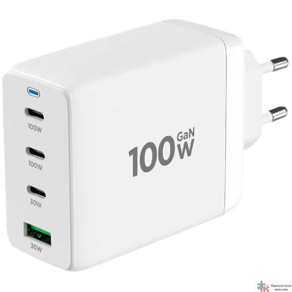Cablexpert зарядное устройство 100Вт GaN, 5A, QC5.0/PD, 3xType-C, 1xUSB, белый, коробка (MP3A-PC-66)