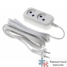 BURO Сетевой удлинитель 2 розетки,5 метров, (BU-PSL2.5/W), белый (пакет ПЭ) {475310}