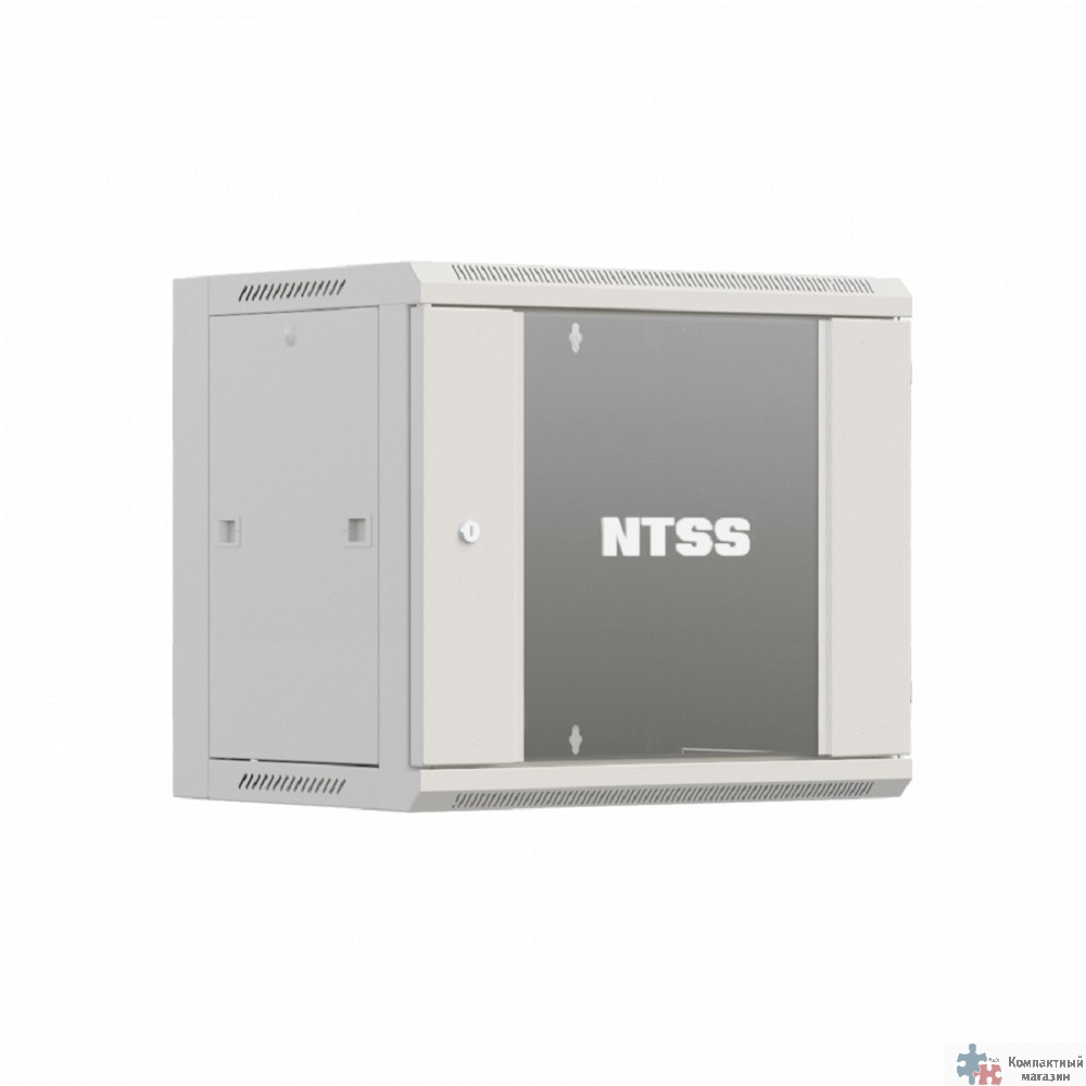 NTSS Шкаф настенный телекоммуникационный NTSS W 12U 600х600х635мм, 2 профиля 19, дверь стеклянная, боковые стенки съемные, задняя стенка, разобранный, серый RAL 7035 NTSS-W12U6060GS-2 (УТ000016825)