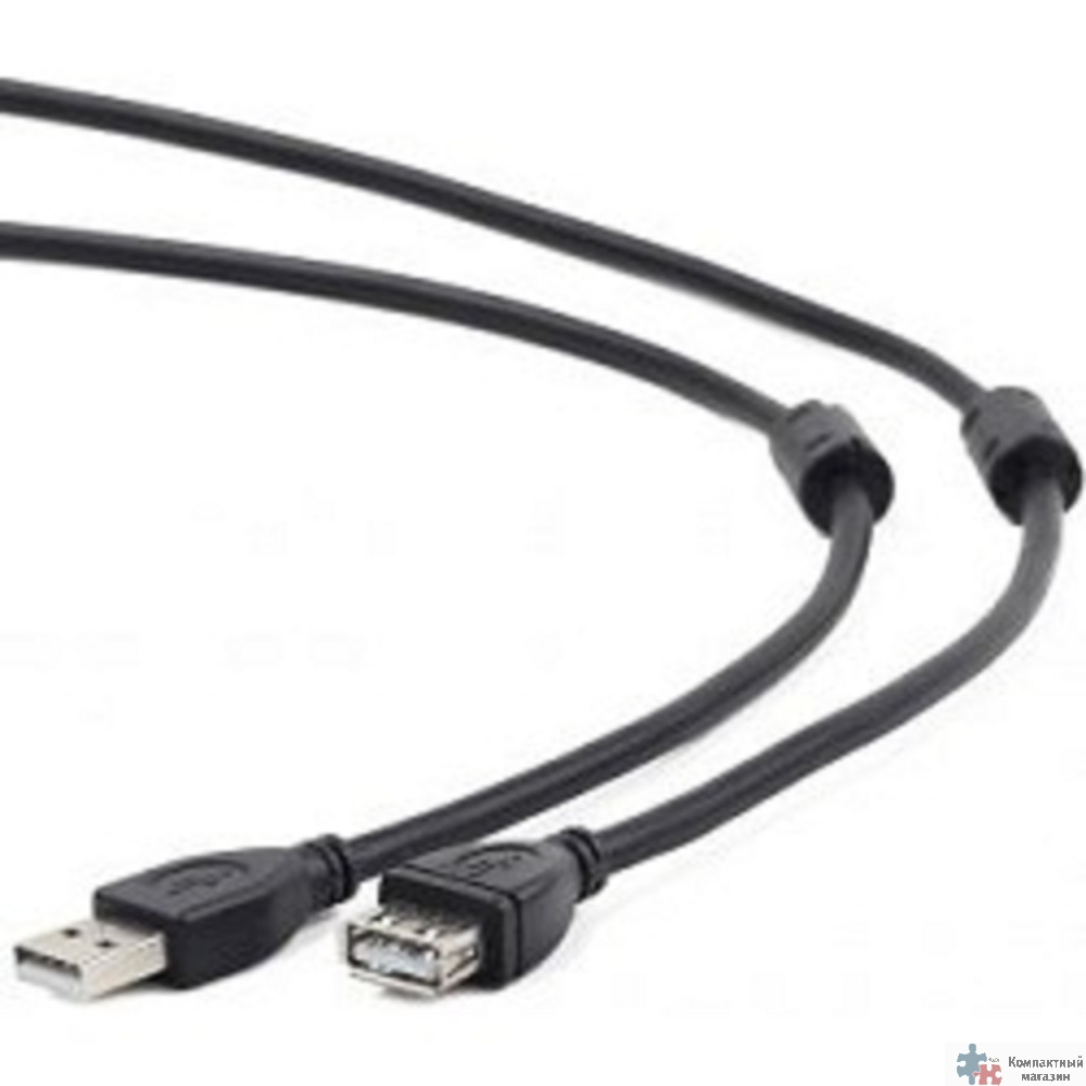 Cablexpert Кабель удлинитель USB2.0 Pro CCF2-USB2-AMAF-6, AM/AF, 1.8м, экран, 2феррит.кольца, черный, пакет