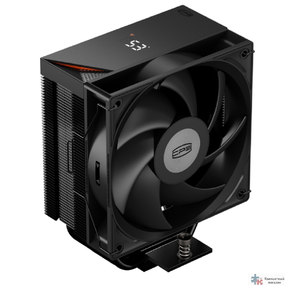 CPU Cooler PCCooler RT400 Digital BK (230W, 4-pin PWM, LED temp., 152mm, Al/Cu, 4x6mm, 1x120mm, 73.32CFM, 34.9dBA, 2200RPM, S: 1851/1700/1200/115X, AM5/AM4, black)