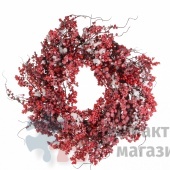 Венок новогодний с ягодами диам. 60 см. красный в снегу