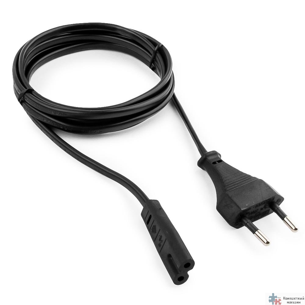 Кабель питания аудио/видео Gembird 1.8м, 2-pin, VDE, черный, пакет [PC-184/2-1.8M]   