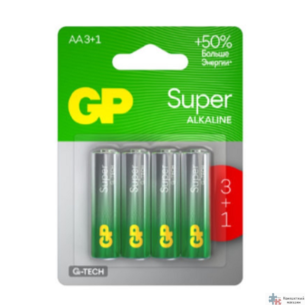 GP 15AA213/1-2CRSBC4 40/320 Super Alkaline G-Tech (4 шт. в уп-ке)