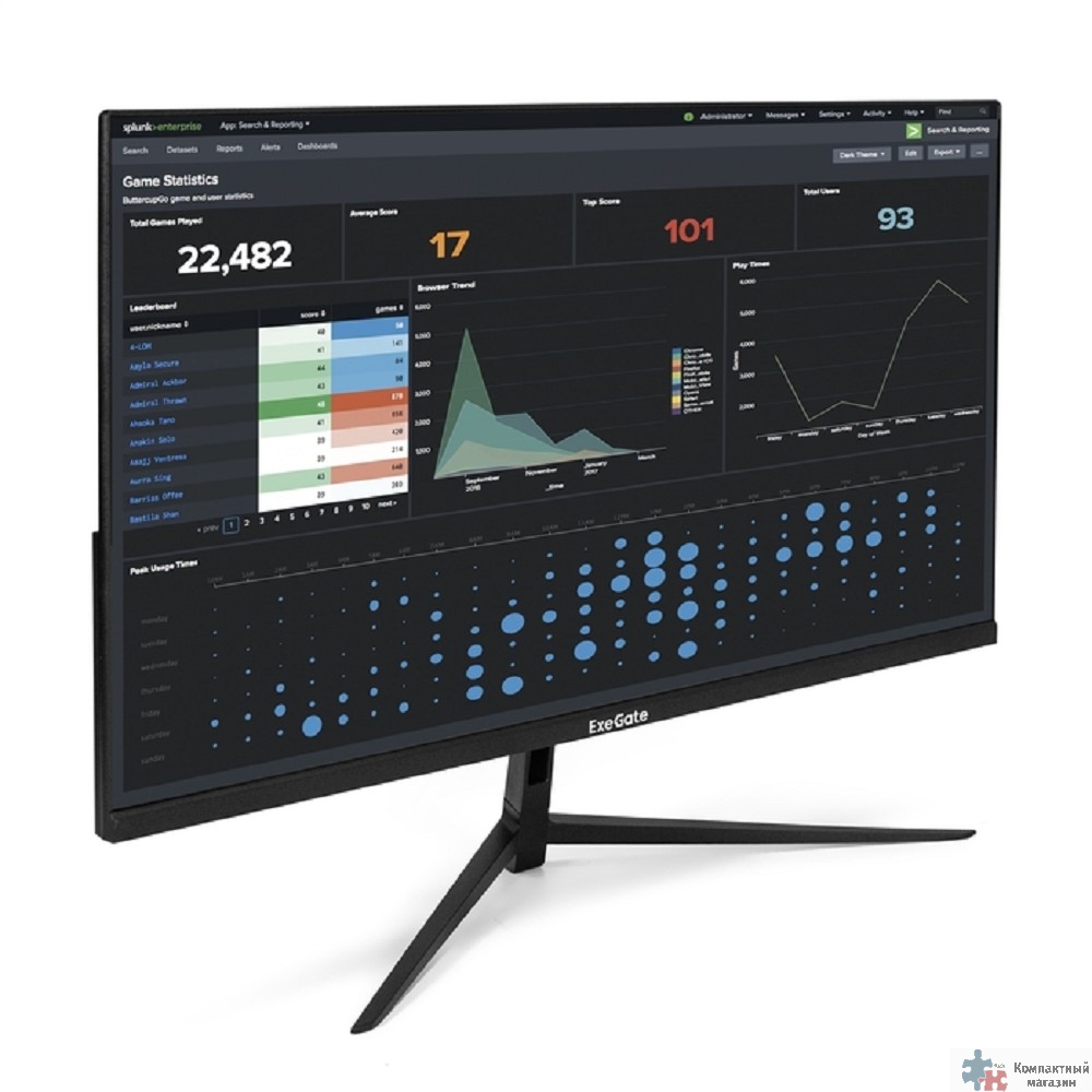 LCD ExeGate 27" EH2707A SuperView {IPS 1920x1080 100hz 5ms 16:9 250cd 1300:1 178/178 D-Sub HDMI DisplayPort VESA} [EX298354RUS]