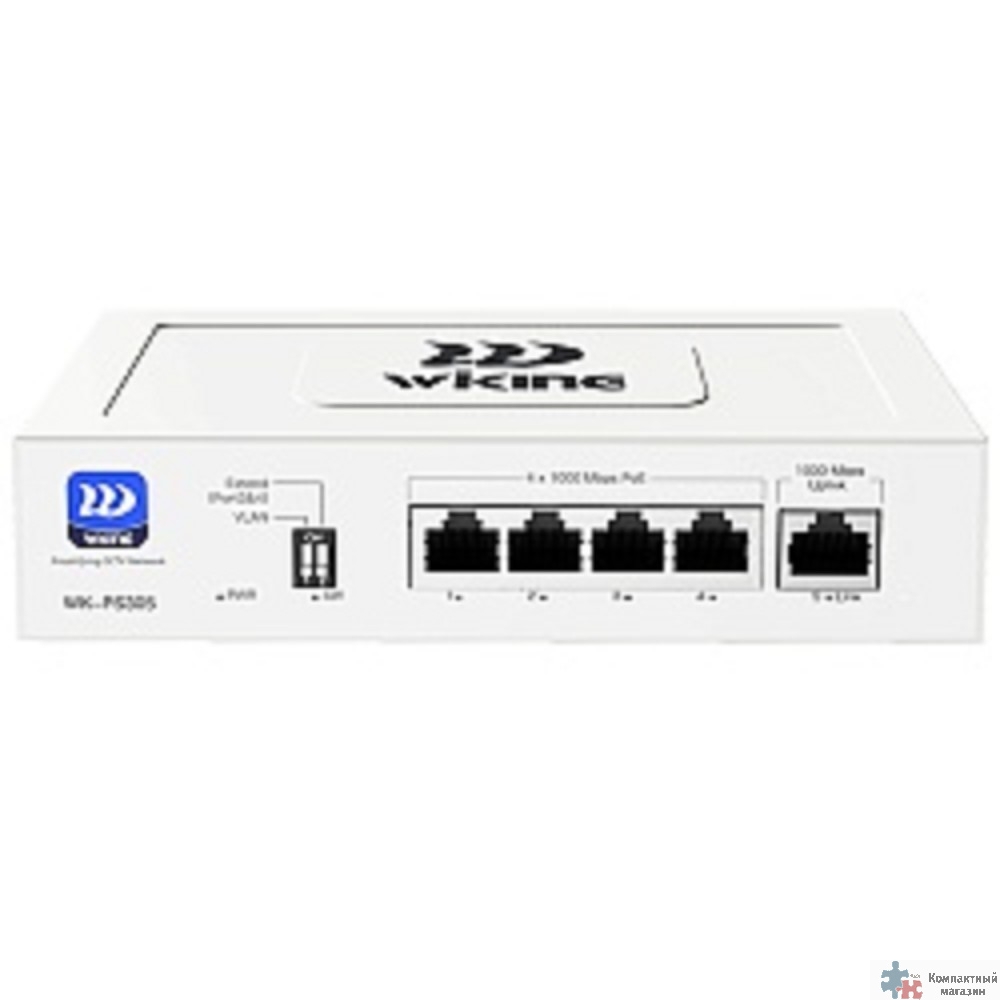 Wi-Tek WK-PS305 коммутатор WIKING неуправляемый PoE 45Вт, 4GE(PoE)+1GE
