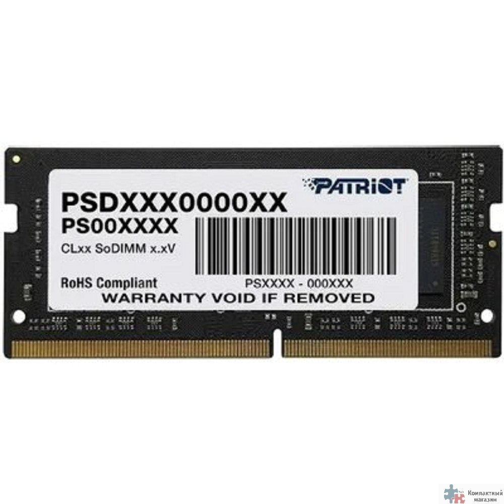 Память DDR4 SODIMM 16Gb 2666MHz Patriot PSD416G266681S RTL PC4-21300 CL19  260-pin 1.2В