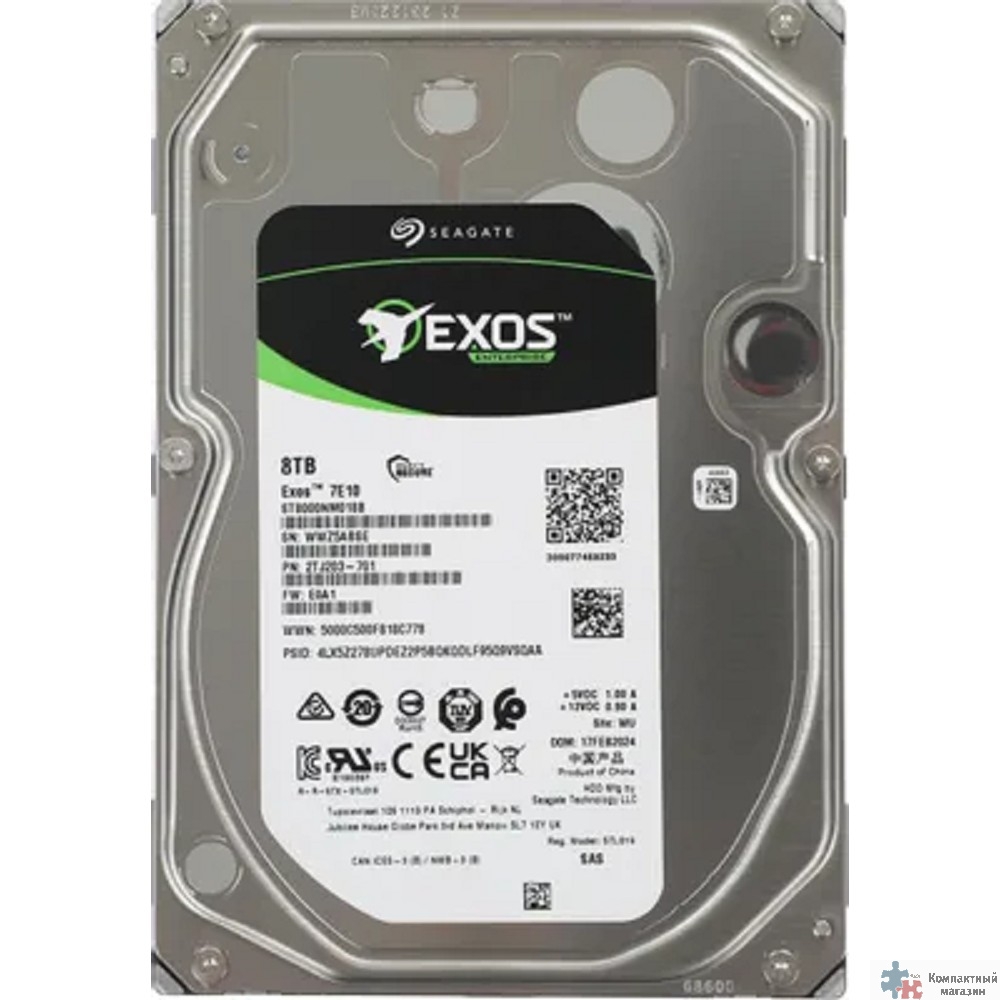 8TB Seagate HDD Server Exos 7E10 (ST8000NM018B) {SAS 12Gb/s, 7200 rpm, 256mb buffer, 3.5"}