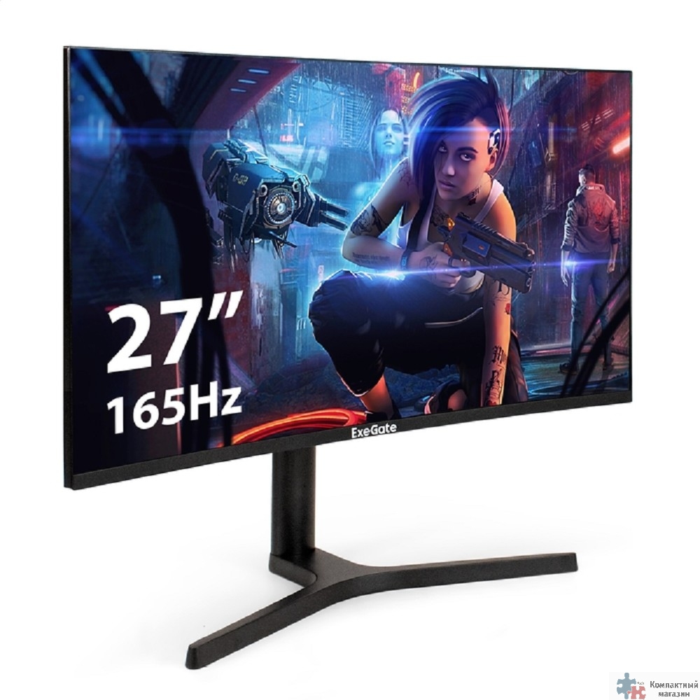 LCD ExeGate 27" EV2707C Combat {VA Curved 1920x1080 165Hz 1ms 250cd 3000:1 HDMI2.0 DisplayPort USB Speakers VESA} [EX296974RUS]