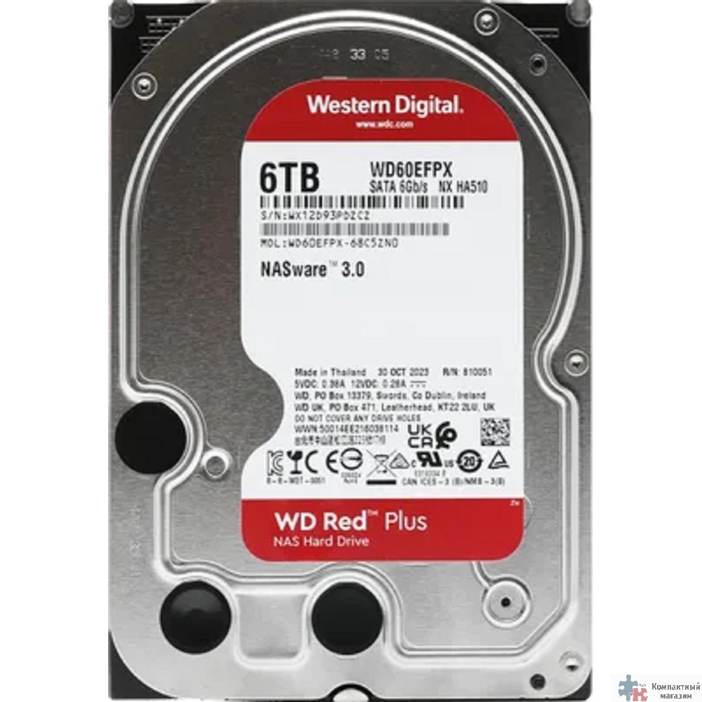 6TB WD NAS Red Plus (WD60EFPX) {Serial ATA III, 5400- rpm, 256Mb, 3.5"}