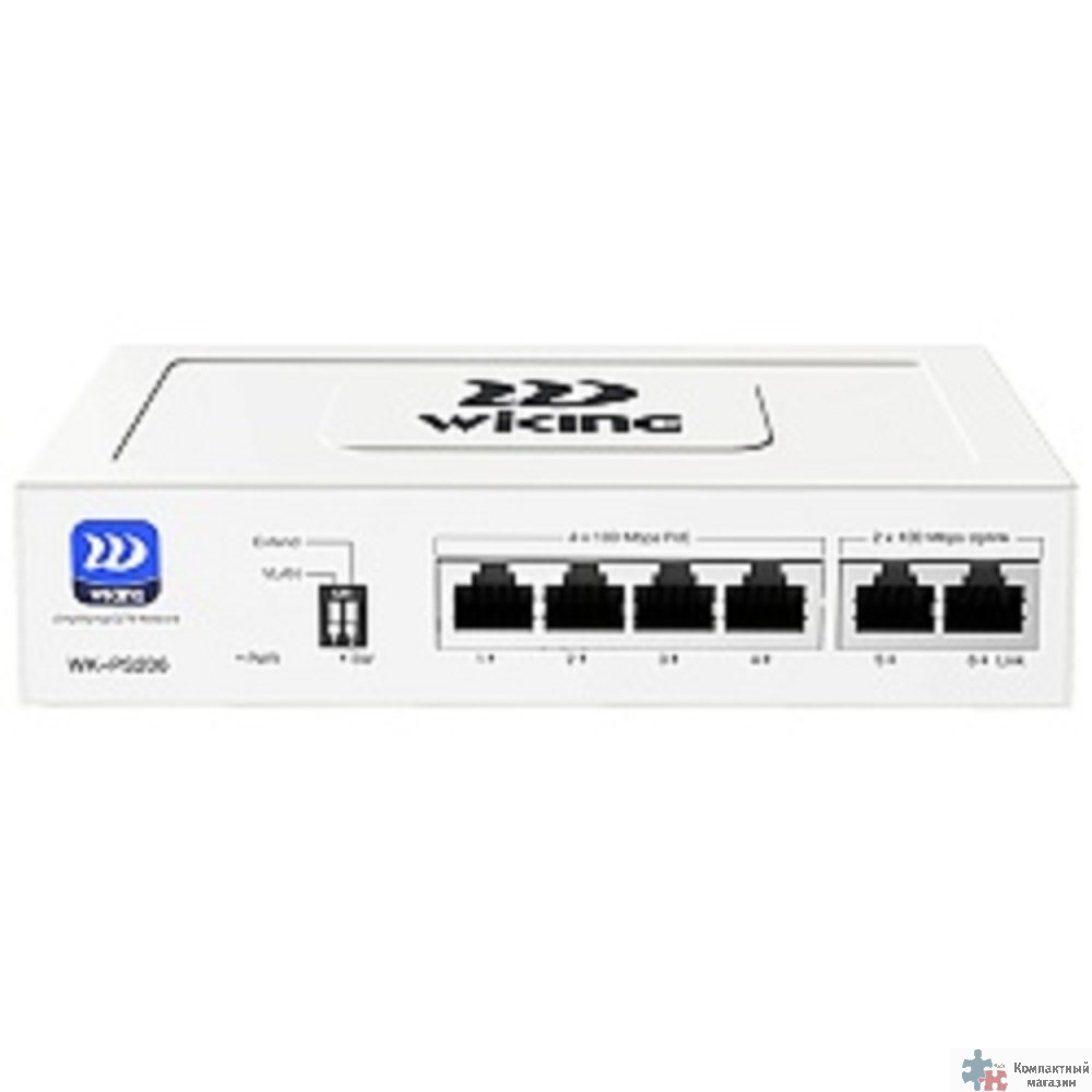 Wi-Tek WK-PS206 коммутатор WIKING неуправляемый PoE 45Вт, 4FE(PoE)+2FE