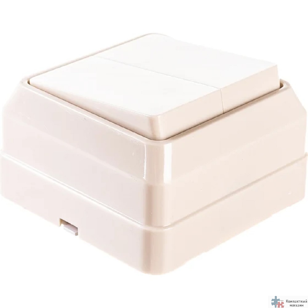 Iek EVO20-K33-10-DC ВС20-2-0-ОКм Выключатель 2кл 10А откр.уст. ОКТАВА (кремовый)