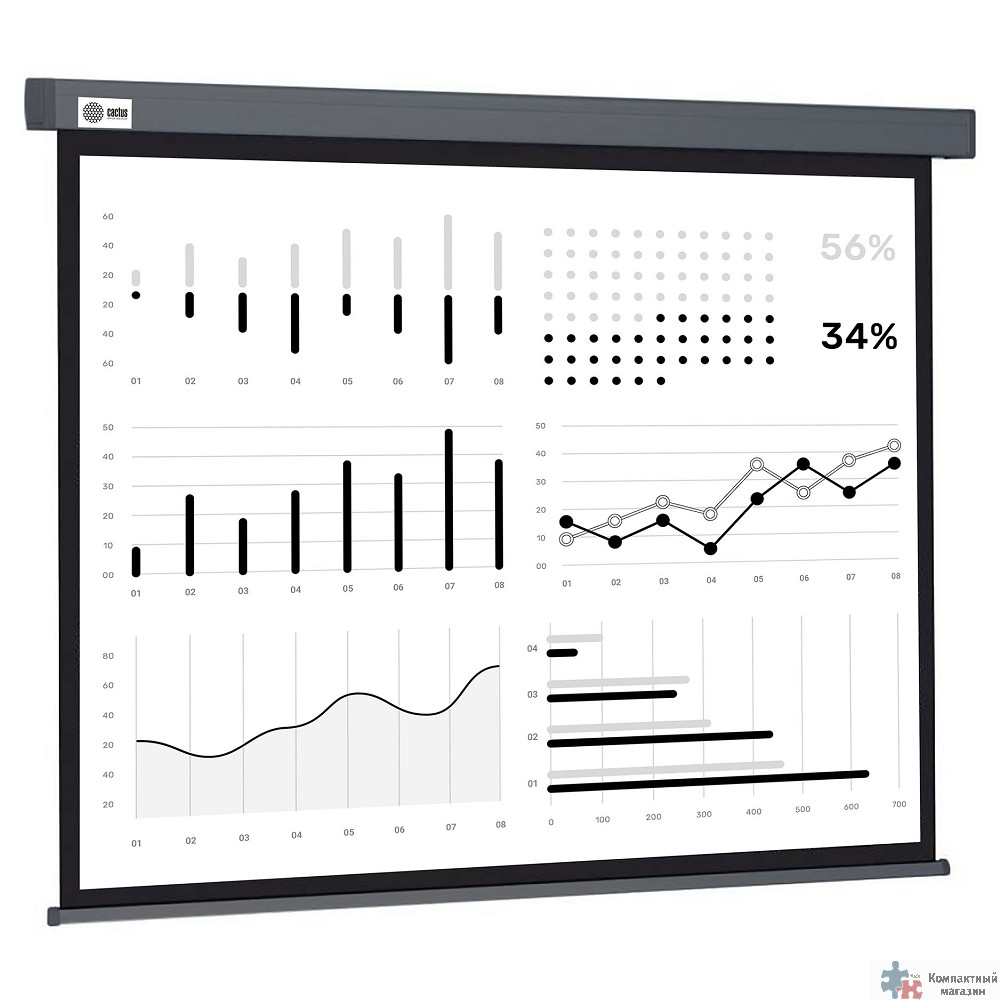 Экран Cactus Wallscreen CS-PSW-180X180-SG,  180х180 см, 1:1,  настенно-потолочный серый