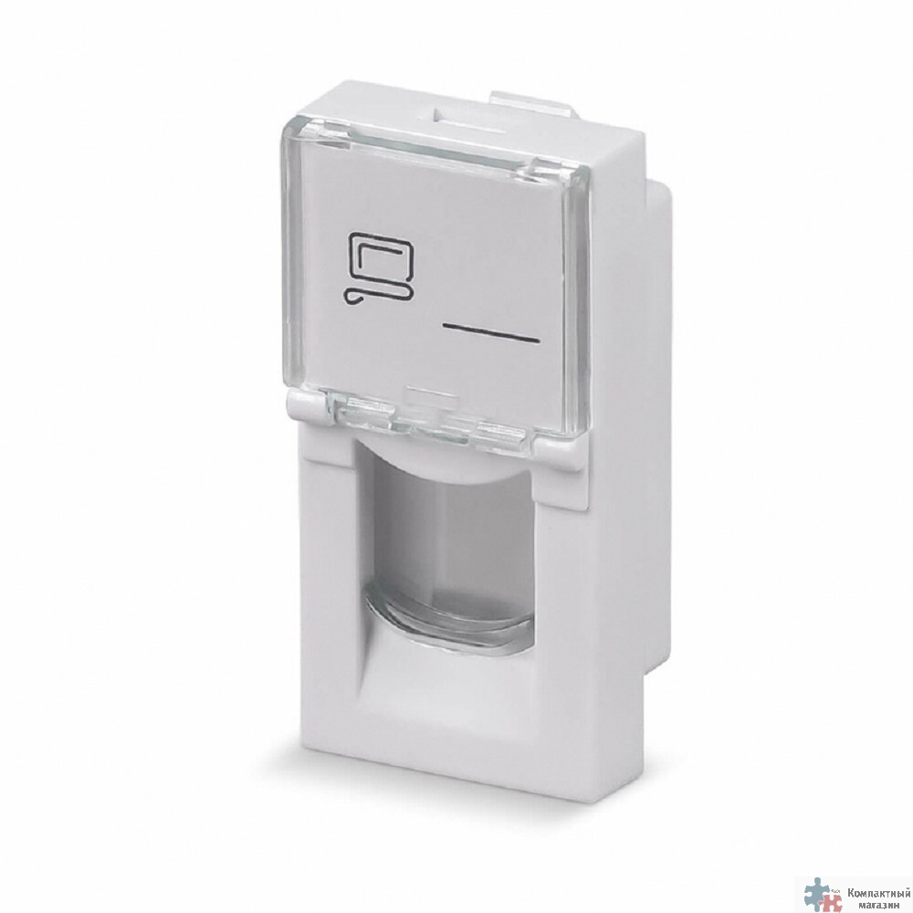 Rexant (03-0160) Вставка Mosaic 22,5x45, на 1 порт с прозрачной шторкой и увеличенным окном маркировки, белая