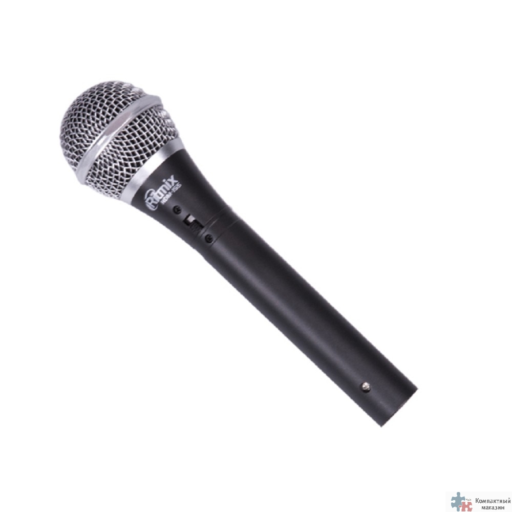 RITMIX RDM-155 (Black) {50 Гц - 10 кГц, 600 Ом, чувств. микр. -50 дБ, выход 6.3 мм, размер 50 x 50 x 180 мм, длина кабеля 5 м, пластик, черный}
