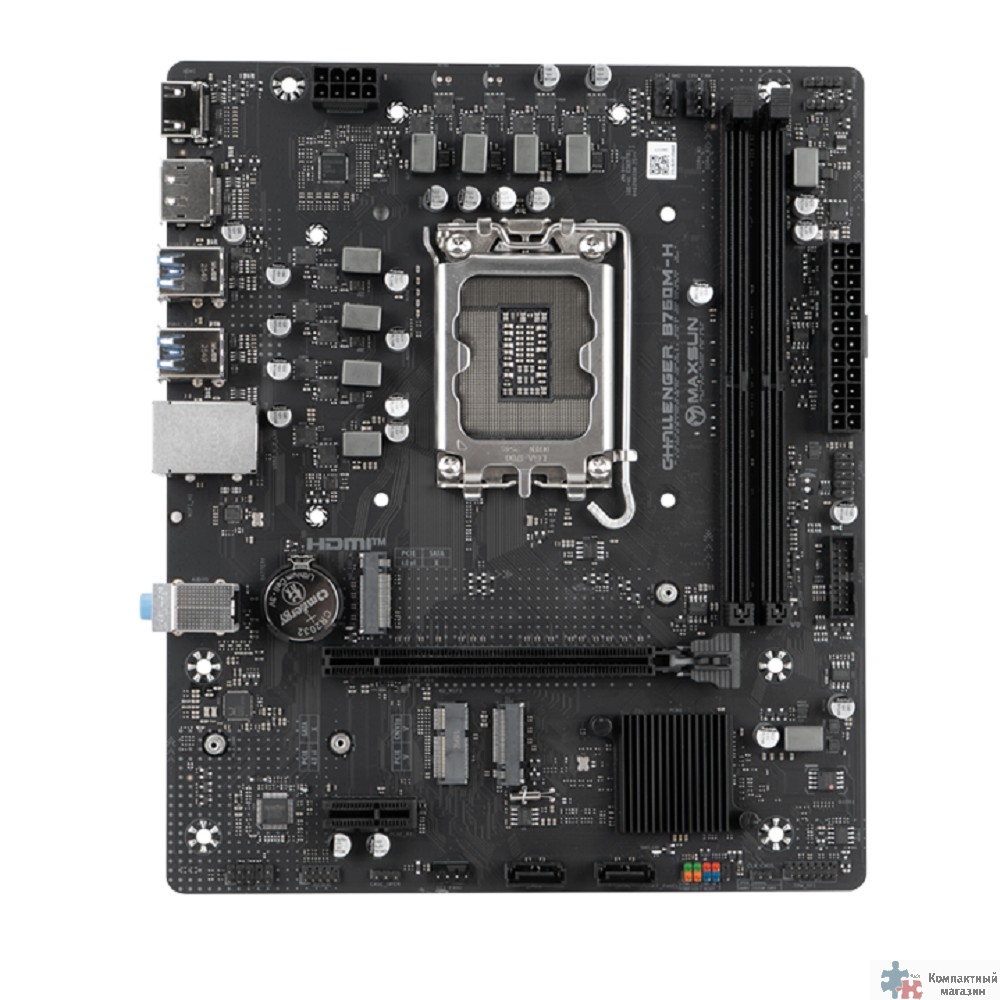 MS-Challenger B760M-H WIFI (Socket 1700, mATX, 2*DDR4(64Gb), DP/HDMI, 2*SATA3, 2*M.2, 1xPCI-Ex16/1*PCIEx1, 2*USB 2.0, 4*USB 3.2, LAN 1*1G, BT, Wi-Fi6, RTL)