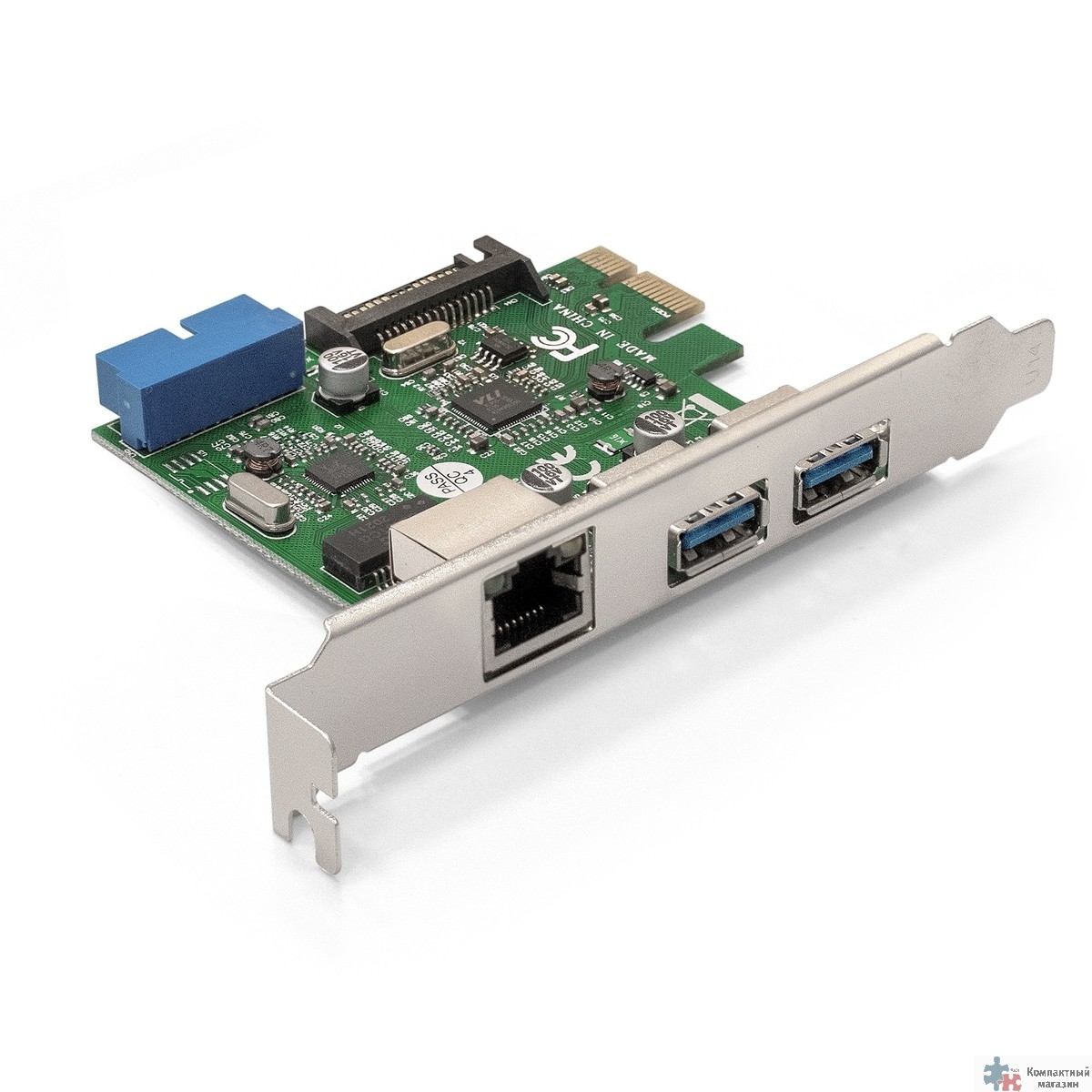 Exegate EX290278RUS Контроллер ExeGate EXE-362 PCI-E 2.0, 2*USB3.0 ext + 1*USB3.0 int + LAN UTP 1000Mbps, разъем доп.питания (OEM) 