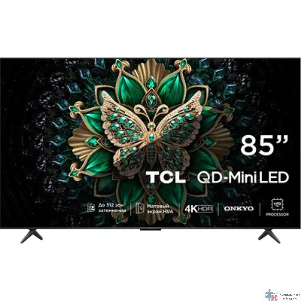 TCL 85" 85C6K QD-Mini LED Frameless черный 4K Ultra HD 144Hz MEMC DVB-T DVB-T2 DVB-C DVB-S DVB-S2 USB WiFi Smart TV