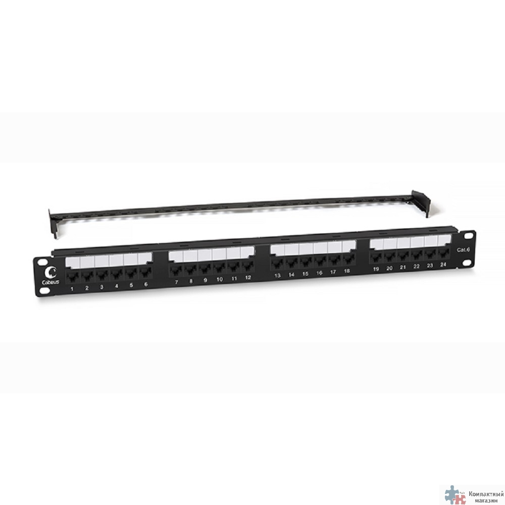 Cabeus PL2-24-Cat.6-Dual IDC Патч-панель 19" (1U), 24 порта RJ-45, категория 6, Dual IDC, с задним кабельным организатором, new