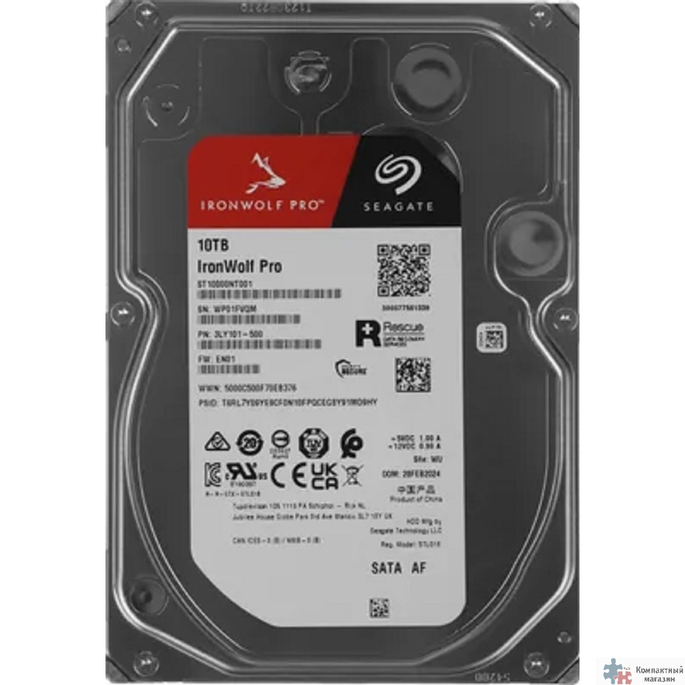 10TB Seagate IronWolf Pro (ST10000NT001) {SATA 6 Гбит/с, 7200 rpm, 256 mb buffer, для NAS}
