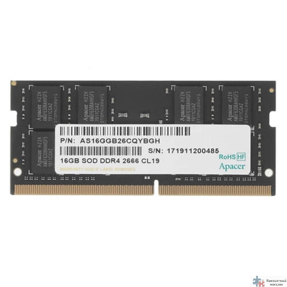 Apacer DDR4 SODIMM 16GB  ES.16G2V.GNH PC4-21300, 2666MHz
