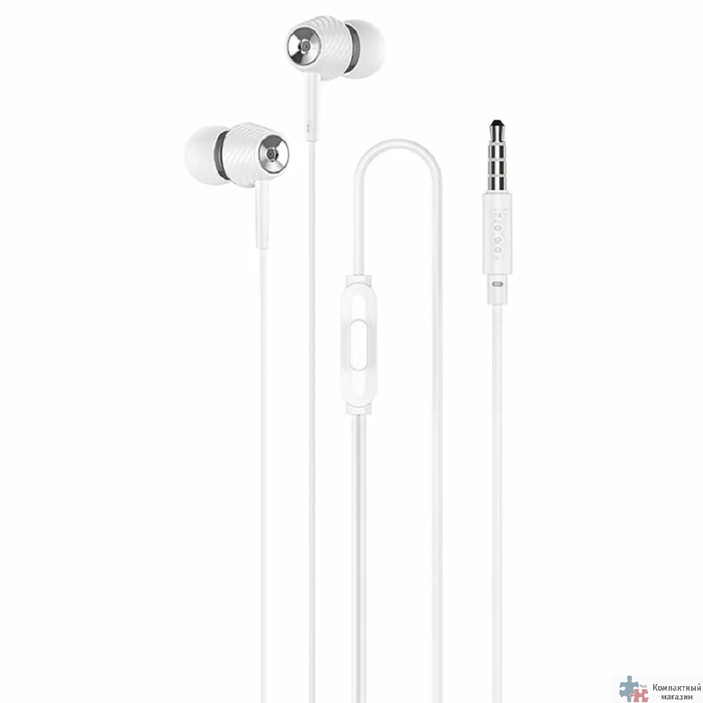HOCO M70/ Наушники + микрофон/ Кнопка ответа/ 1.2м/ 3.5 mm jack/ White