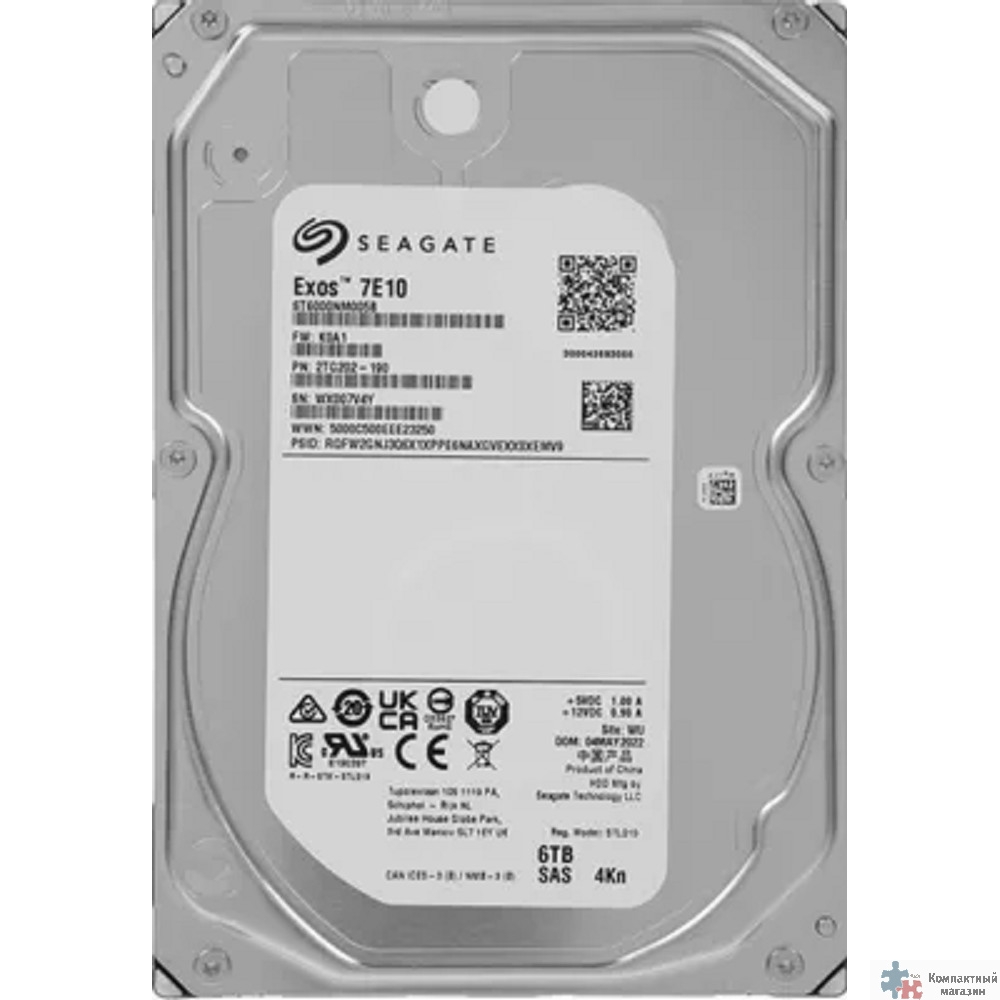 6TB Seagate Exos 7E10 (ST6000NM005B) {SAS 12Gb/s, 7200 rpm, 256mb buffer, 3.5"}