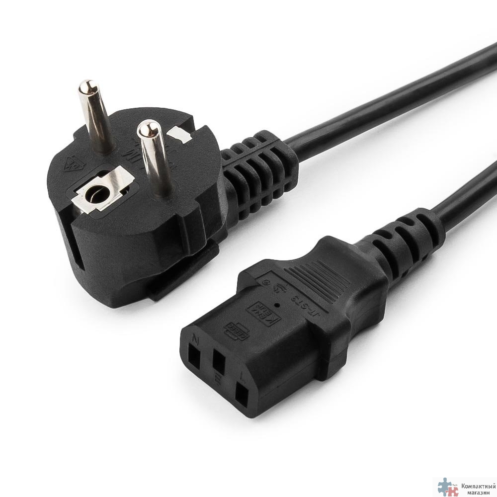 Кабель питания Cablexpert 1.8м, Schuko- C13, 6А, черный, с заземлением, пакет [PC-186]