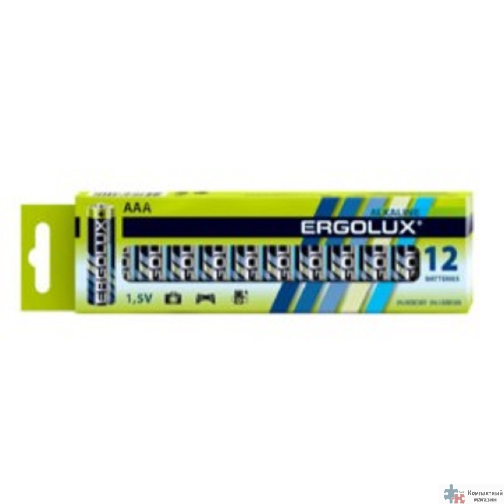 Ergolux  LR03 Alkaline BP-12 (LR03 BP-12, батарейка,1.5В) (12 шт. в уп-ке)