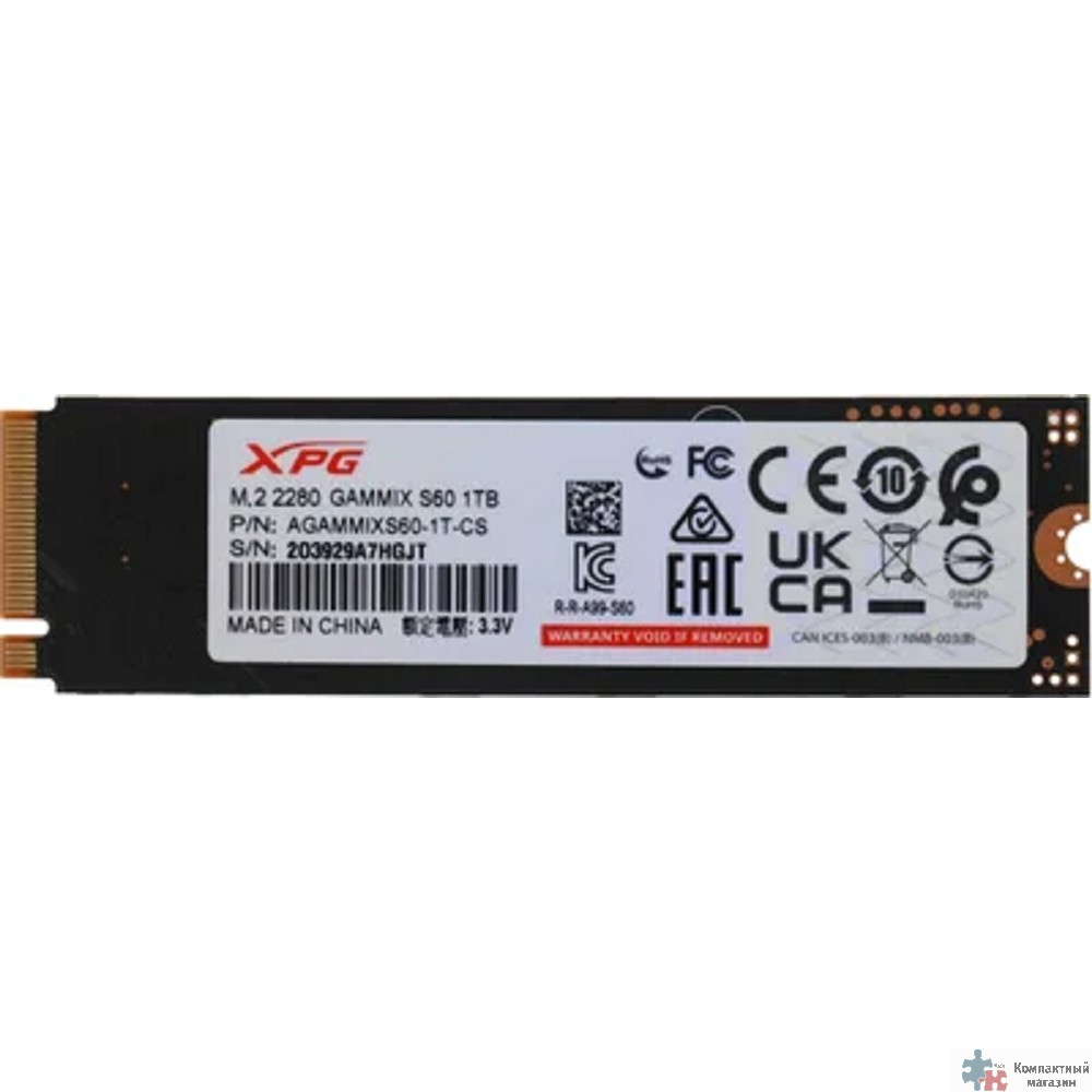 A-DATA SSD 1Tb GAMMIX S60 BLADE,M.2(22x80mm), NVMe, PCIe 4.0 x4, 3D NAND, AGAMMIXS60-1T-CS