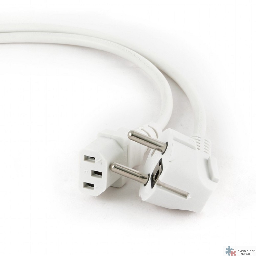 Кабель питания Cablexpert Schuko-C13, VDE, 3х0.75мм2, 10А, с заземлением, 1.8м, белый, пакет [PC-186W-VDE]