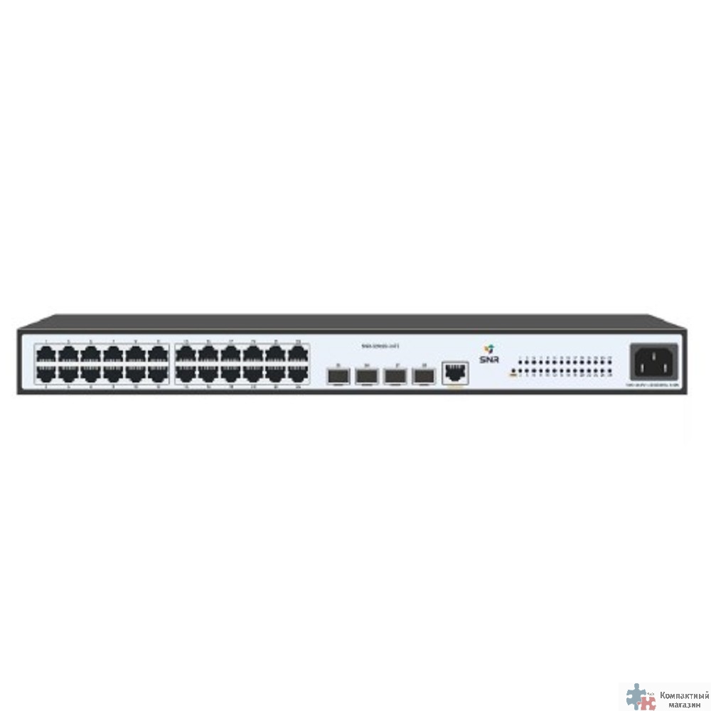 SNR SNR-S2982G-24TE Управляемый коммутатор уровня 2, 24 порта 10/100/1000Base-T и 4 порта 100/1000Base-X (SFP), встроенный БП ~220V AC