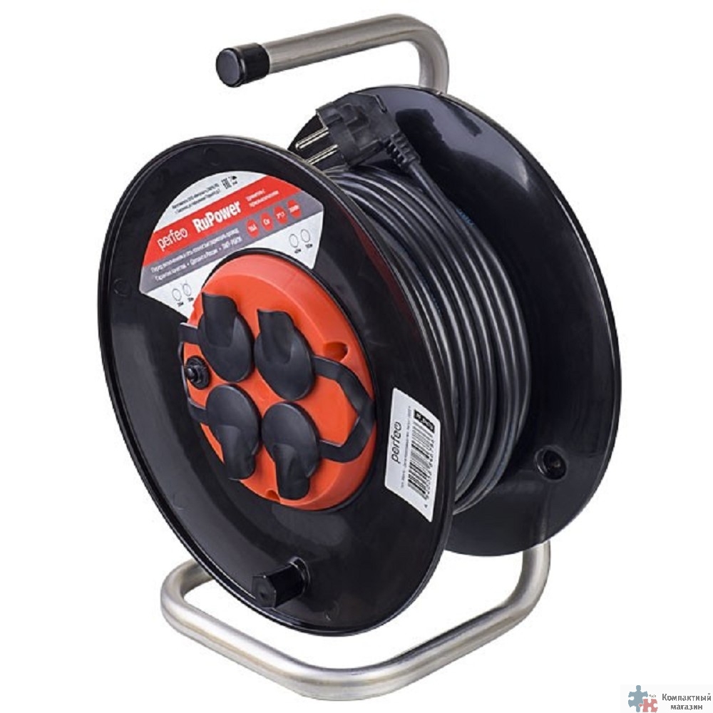 Perfeo удлинитель на катушке без заземления "RU POWER",PF_B4681 (50м 4гн с т/з 16А ПВС 3х1,5 IP44 (РБК16))