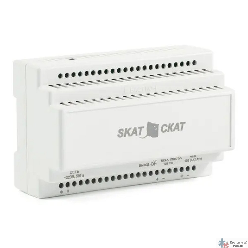 БАСТИОН SKAT-12-3.0 DIN (СКАТ ИБП-12/3-DIN) источник питания 12В 3А пластиковый корпус под DIN рейку 35 мм, МПТ (580)
