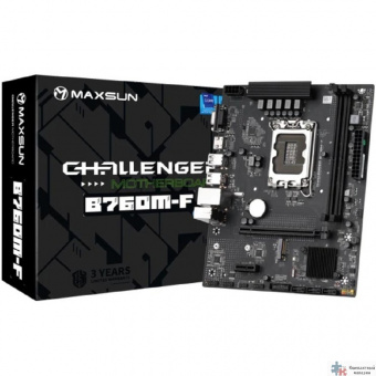 MAXSUN MS-Challenger B760M-F (Socket 1700, mATX, 2*DDR4, VGA/HDMI, 3*SATA3, 1*M.2, 1xPCI-E x16 /1xPCI-E x, 4*USB 2.0, 2*USB 3.2 Gen1 , LAN 1*1G, RTL)