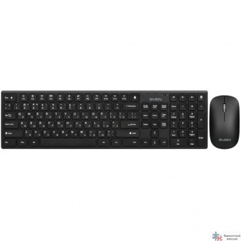 Повреждение упаковки Клавиатура и мышь Wireless Sven KB-C2550W чёрные, тип клавиш ножничный (109 кл.,12Fn, 1000DPI, 2+1 кл.)