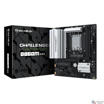 MAXSUN MS-Challenger B860M 2.5G (Socket 1851, mATX, 2*DDR5(96Gb), DP/HDMI, 2xSATA3, 2*M.2,1xPCI-Ex16/1xPCI-Ex4/1xPCI-Ex1, 4*USB 2.0, 4*USB 3.2, LAN 1*2.5G, Black, RTL)
