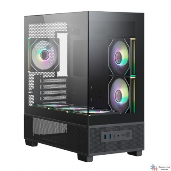 XASTRA Корпус Q500M 6ARGB-C10-UC Black mATX/Aquarium/Screewless/ 6x120mm ARGB PWM FM fans/Argb+PWM HUB 10port/ Type-C/ Q500M-6FM12A-C10-UC