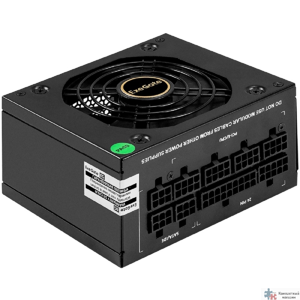 Повреждение упаковки Exegate EX297193RUS Блок питания 650W ExeGate M650 GOLD (SFX, APFC, КПД 90% (80 PLUS GOLD), 9cm fan, 24pin, (4+4)pin, 2xPCI-E, 6xSATA, 3xIDE, 1xFDD, Full Cable Management, black, 