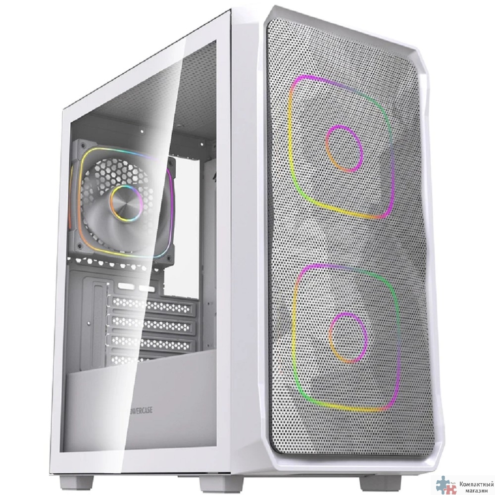 Повреждение упаковки Powercase Корпус Mistral SM06 ARGB, Tempered Glass, 3x120mm ARGB PWM fans, белый, mATX  (CMMSM06W-A3)