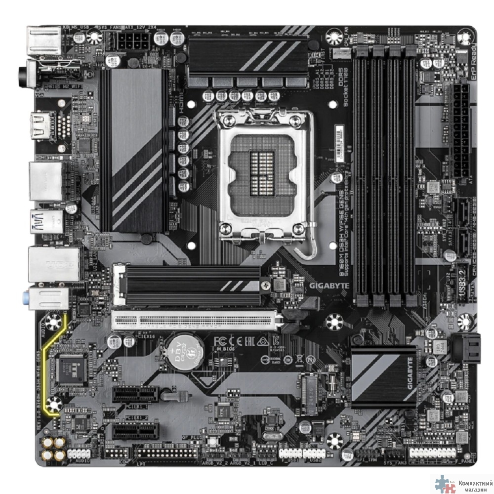Gigabyte B760M DS3H WF6E GEN5 Soc-1700 Intel B760 4xDDR5 mATX AC`97 8ch(7.1) 2.5Gg RAID+HDMI+DP