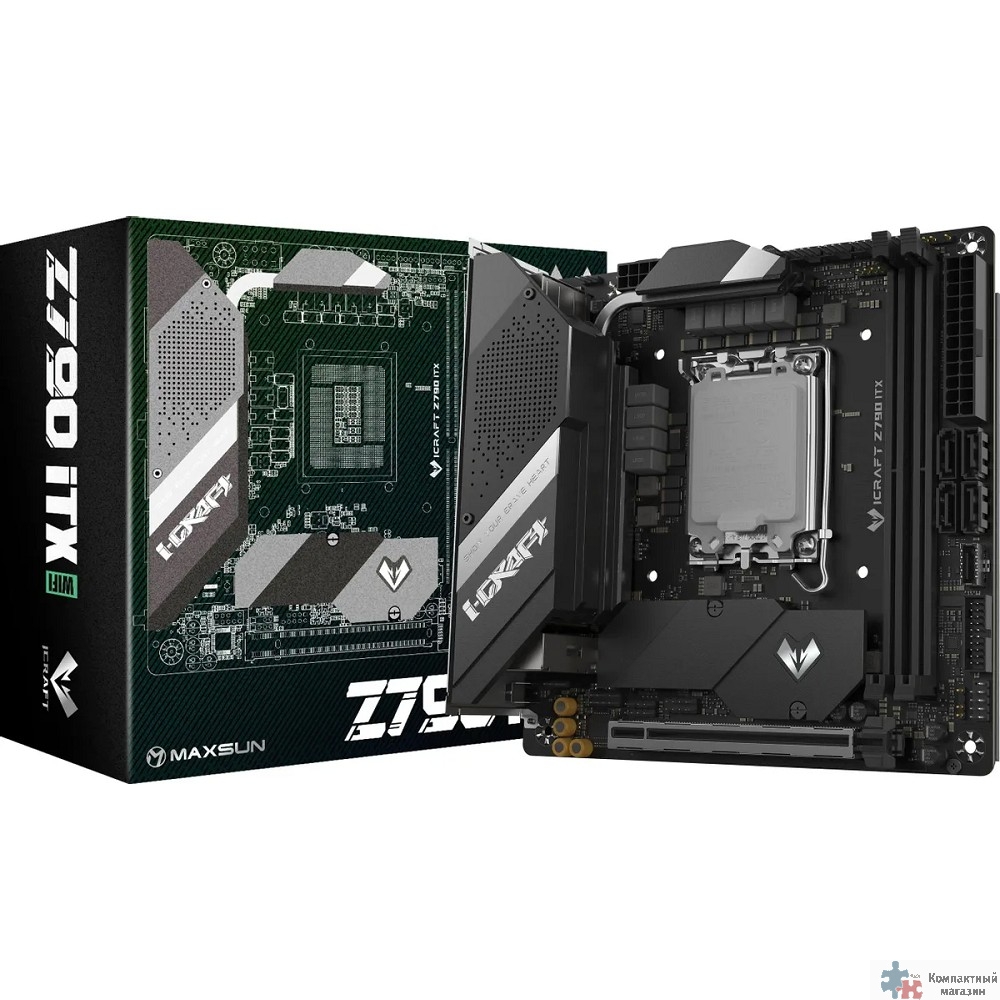 MAXSUN MS-iCraft Z790ITX WIFI V1/V2 (Socket 1700, mini-ITX, 2*DDR5,  HDMI/DP, 4*SATA3, 2*M.2, 1xPCI-E x16 , 4*USB 2.0,  4* USB 3.2 Gen1, 1* Type-C, LAN 1*2.5G, Bluetooth, Wi-Fi 802.11ax, RTL)