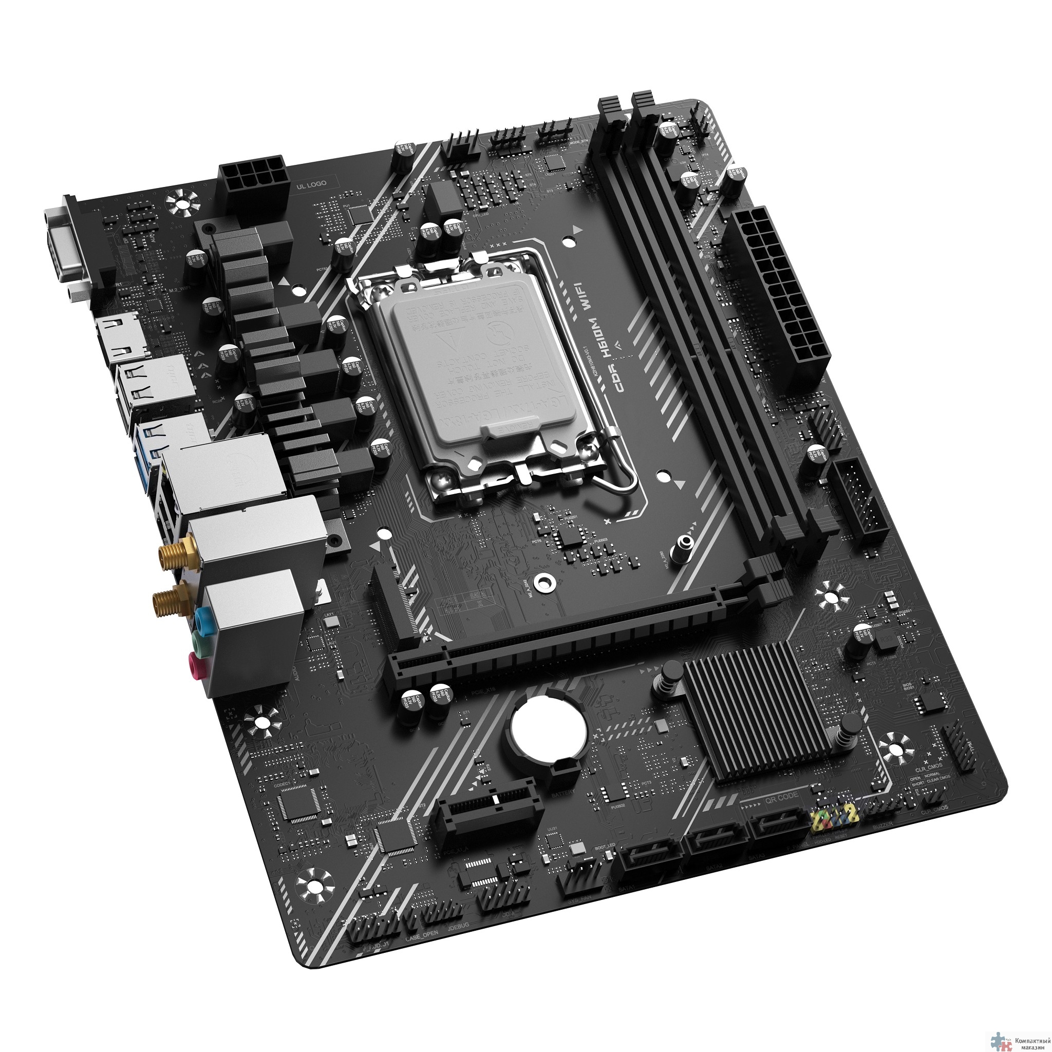 Материнская плата CBR H610M WiFi { Chipset H610, Socket 1700, 2*DDR5, mATX, VGA+HDMI, 1*PCIEx16,1*PCIEx1,1*M.2 NVME, 3*SATA3, 4*USB 2.0 + 2*USB3.0,WiFi, LAN 1Gb} OEM
