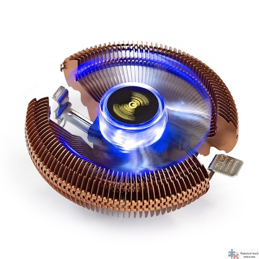 Exegate EX286154RUS Кулер ExeGate Wizard EE91-PWM.Cu.BLUE (Al+Copper, LGA775/1150/1151/1155/1156/1200/AM2/AM2+/AM3/AM3+/AM4/FM1/FM2/754/939/940, TDP 80W, Fan 90mm, PWM, 800-2400RPM, Hydro bearing, 4pi